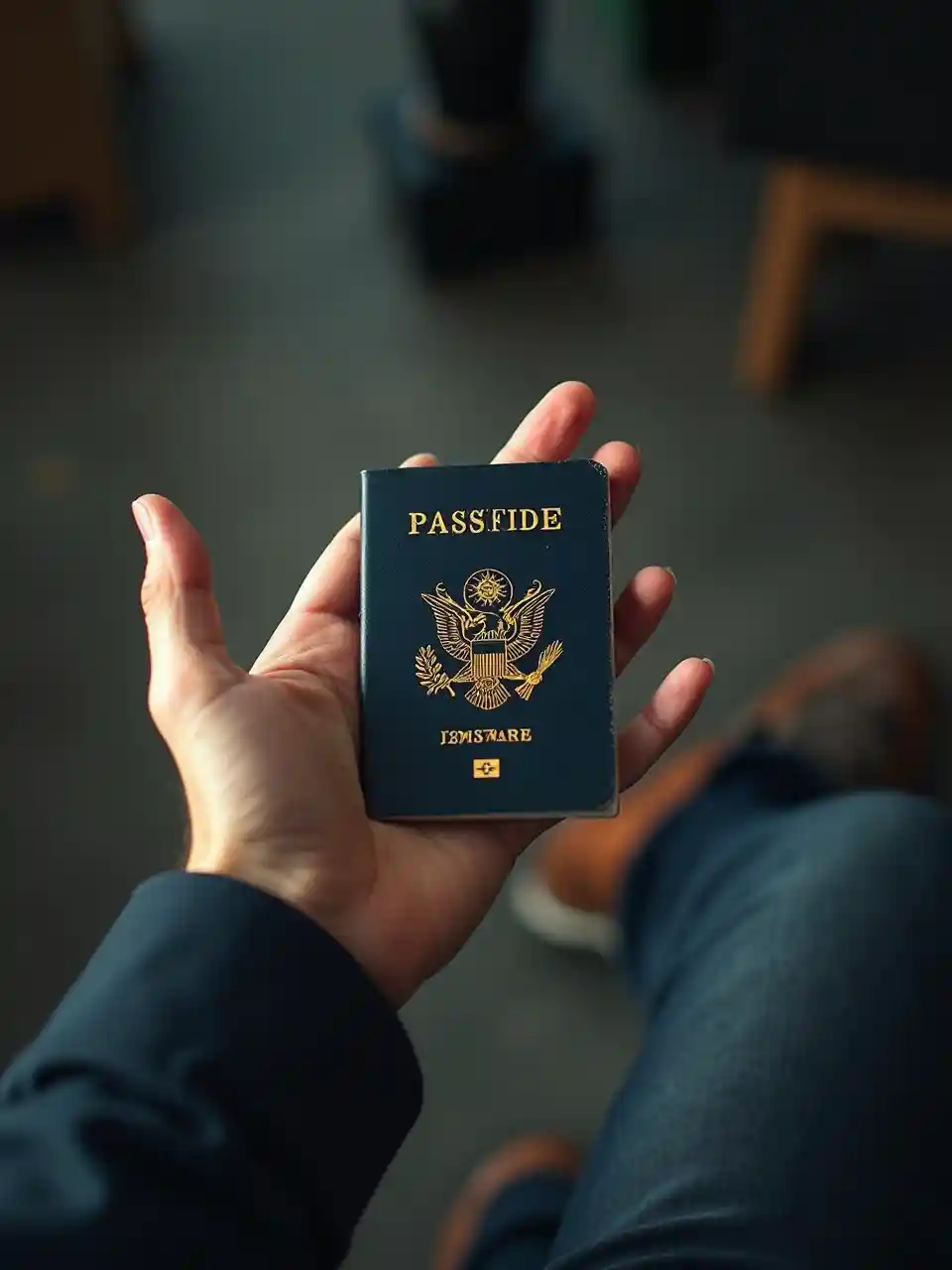 رجل يقبض على جواز السفر