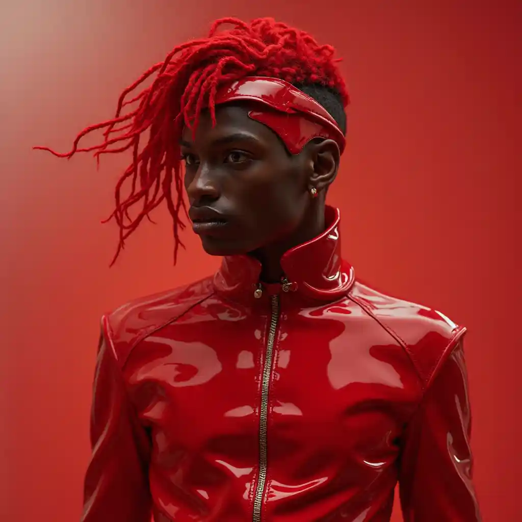 Futuristic Red Kpop Idol