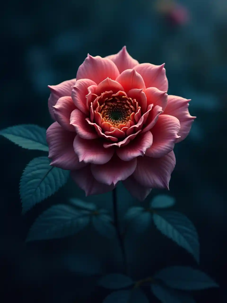 Dunkle Blüten und tiefbunte Atmosphäre