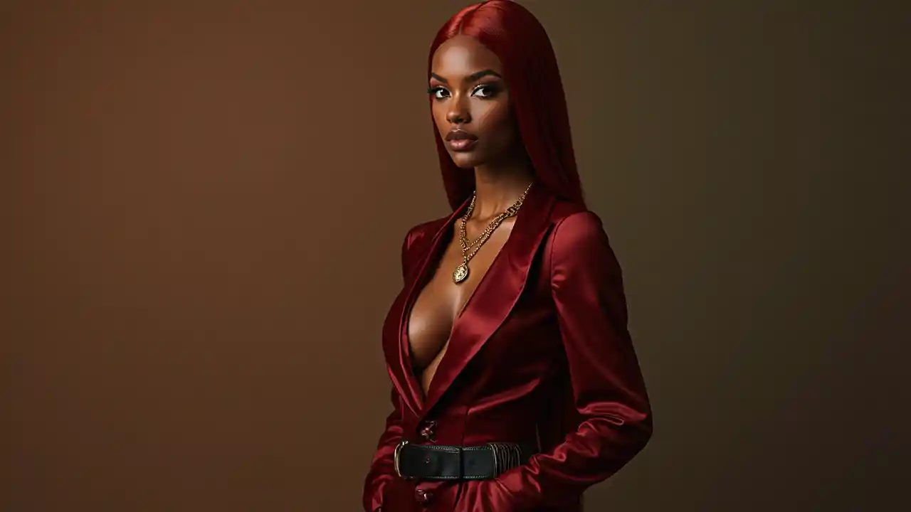 Glamourös rödhårig modell