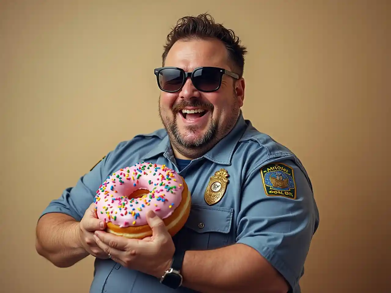 Fette Polizei-Donuts Glückliche Sonnenbrille