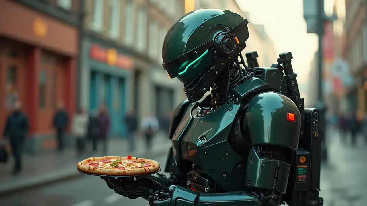 Neon Robot Pizza ya Asubuhi