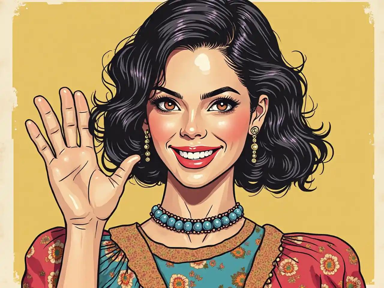 Ilustración de estilo pulp