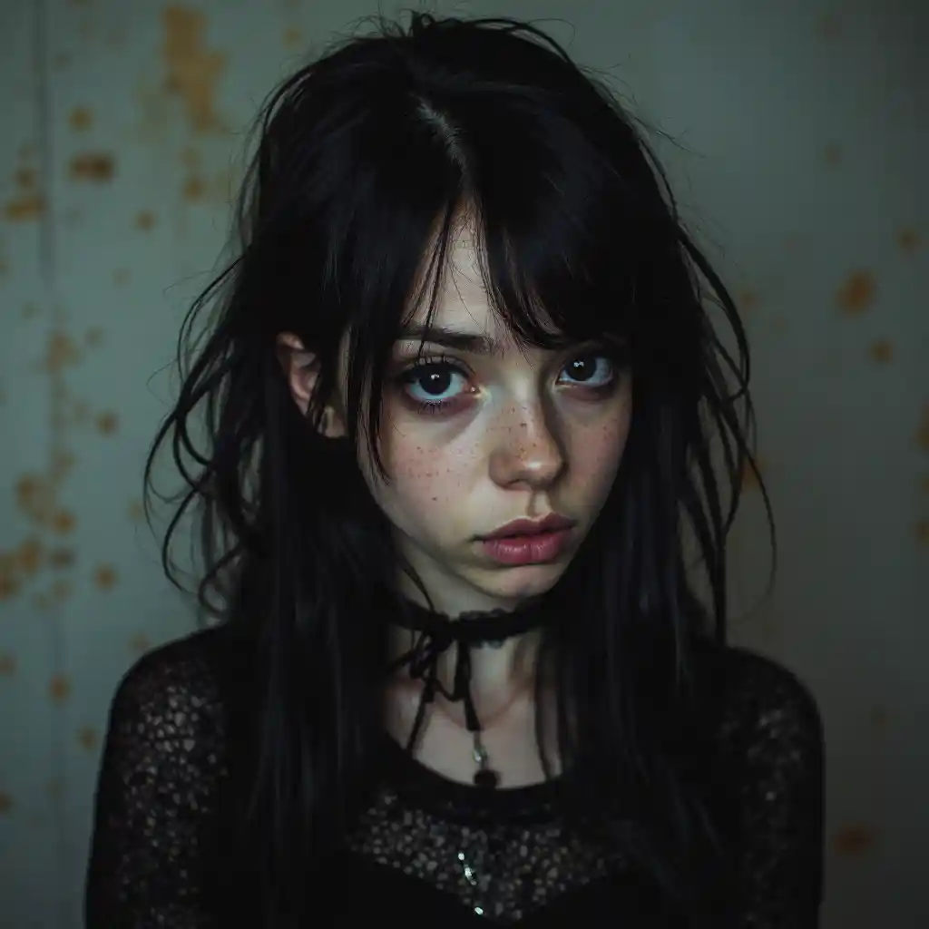 Gotische Teenager genervt