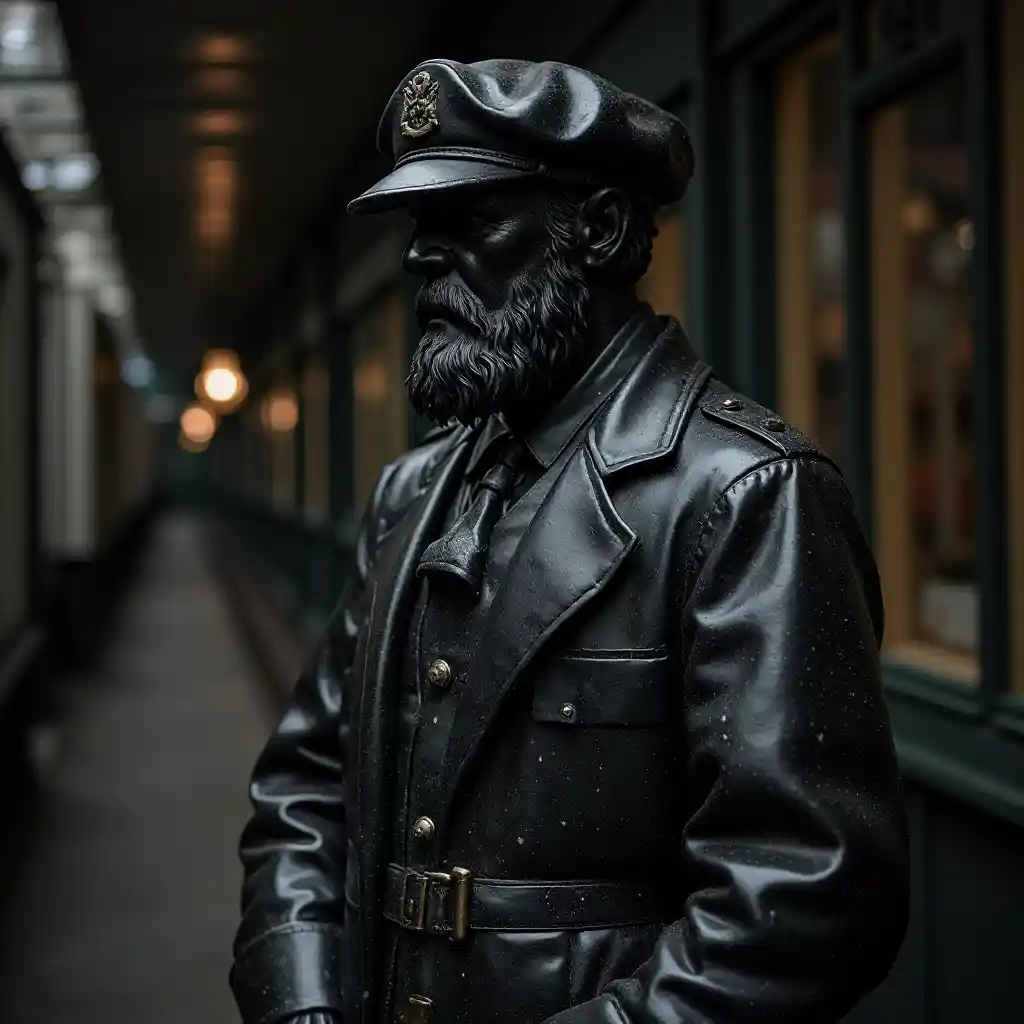 Statue de train en marbre noir