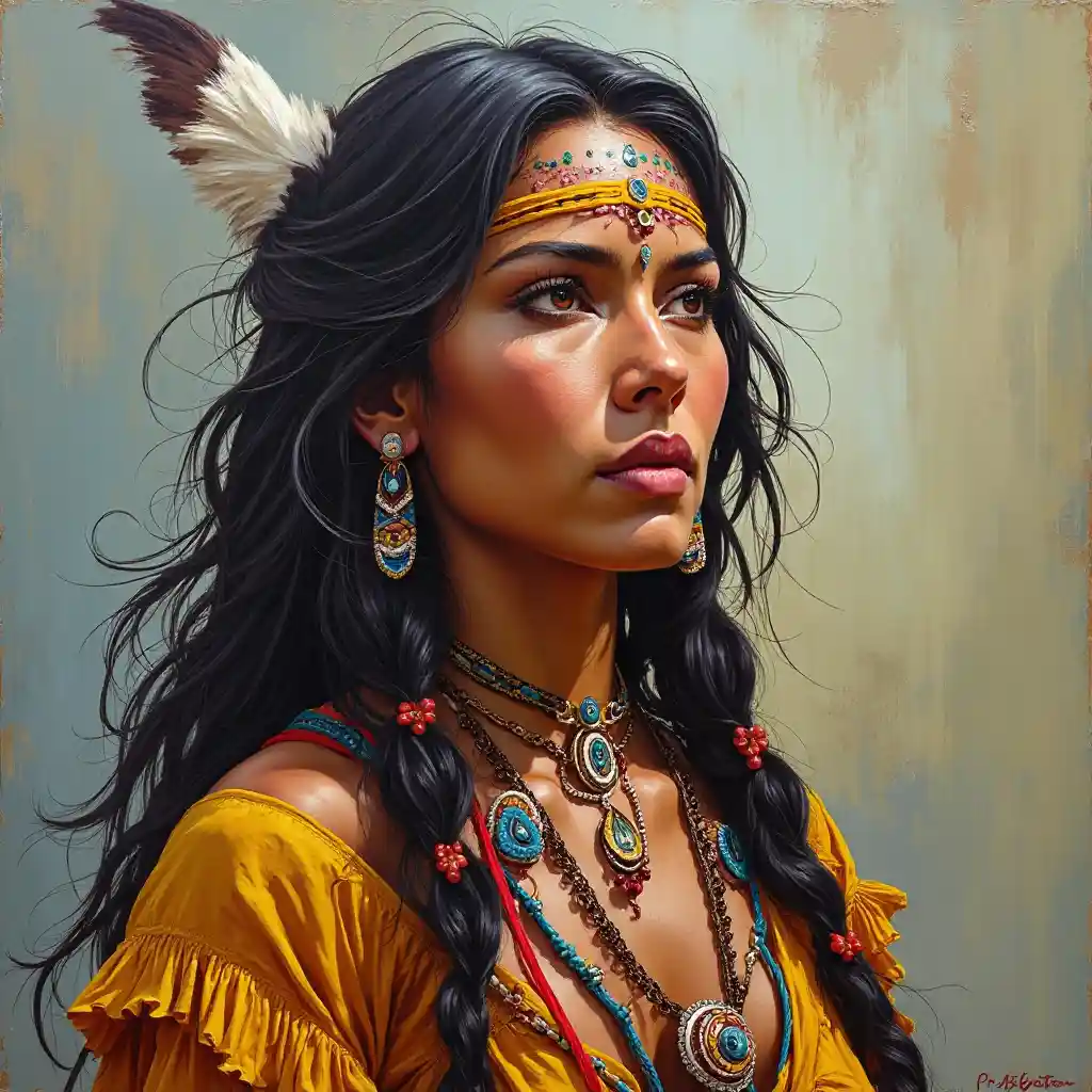 Native American Ujasiri Mwanamke Sanaa