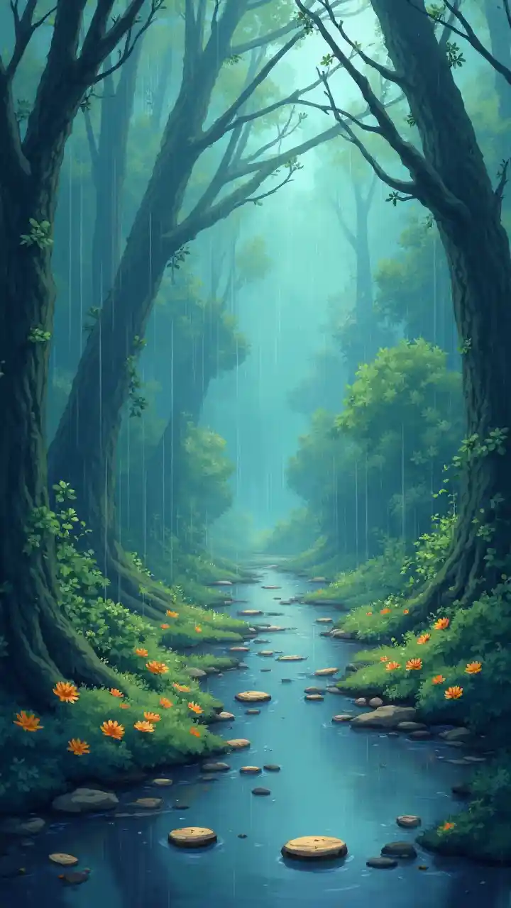 Scène de pluie animée