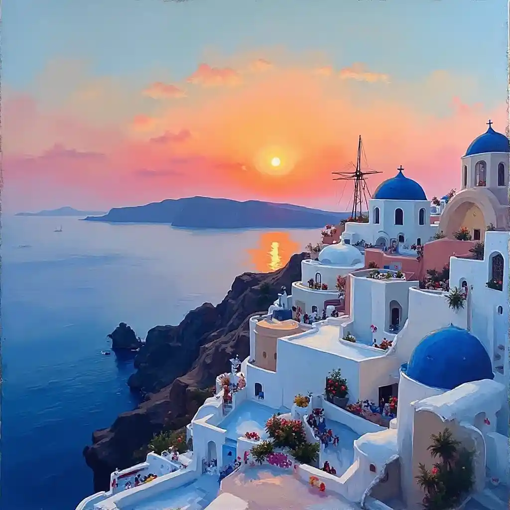 Il crepuscolo di Santorini