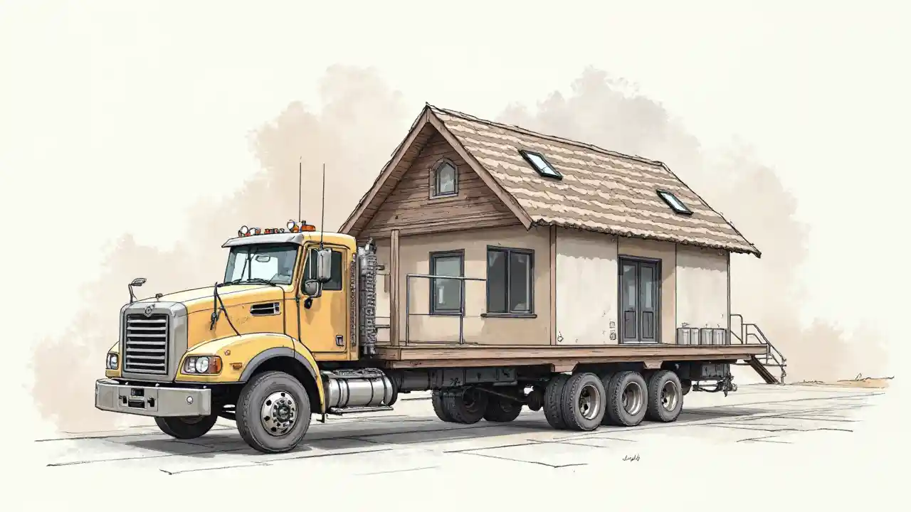 Skizze des Pre-Fab-Hauses