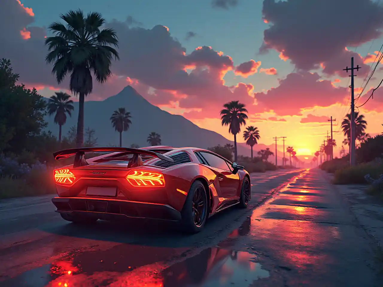 Flaming Lamborghini Illustration