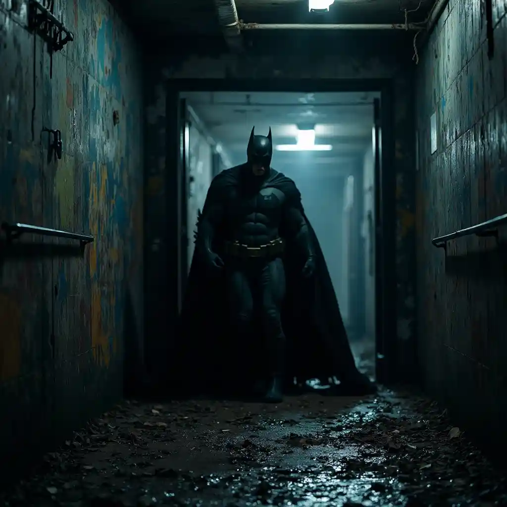 A Dramatic Dark Rendition of Batman Emerging from Shadows