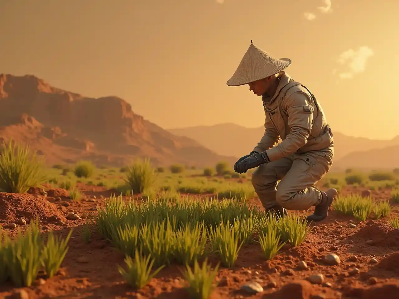 Agricultor tailandés en Marte