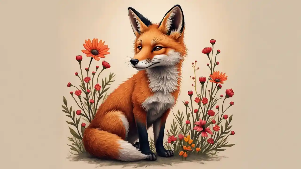 Fox Wildflower Tattoo