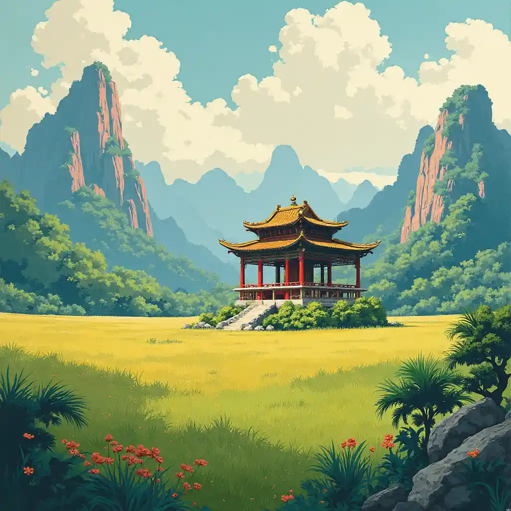 Het landschap van het Chinese paviljoen