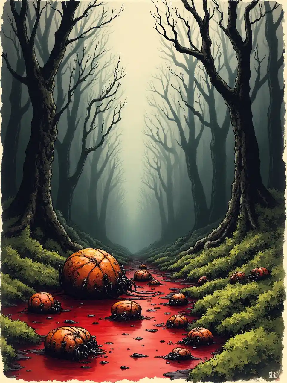 Ilustrasi suram dan horor