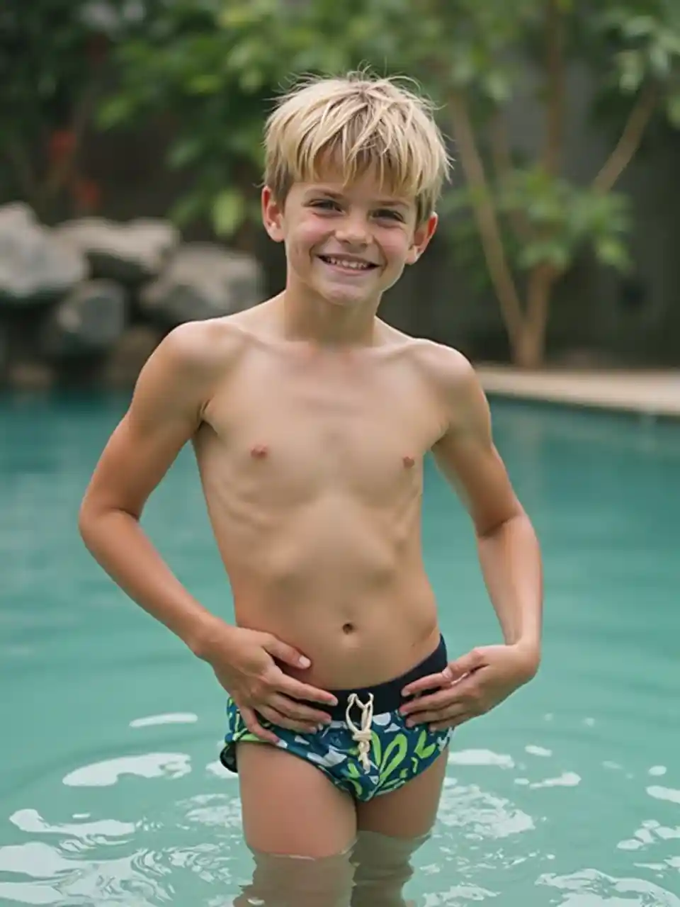 Ragazzo nuotatore biondo