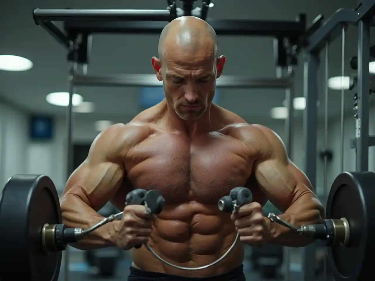 Muskulöser Mann mit Glatze