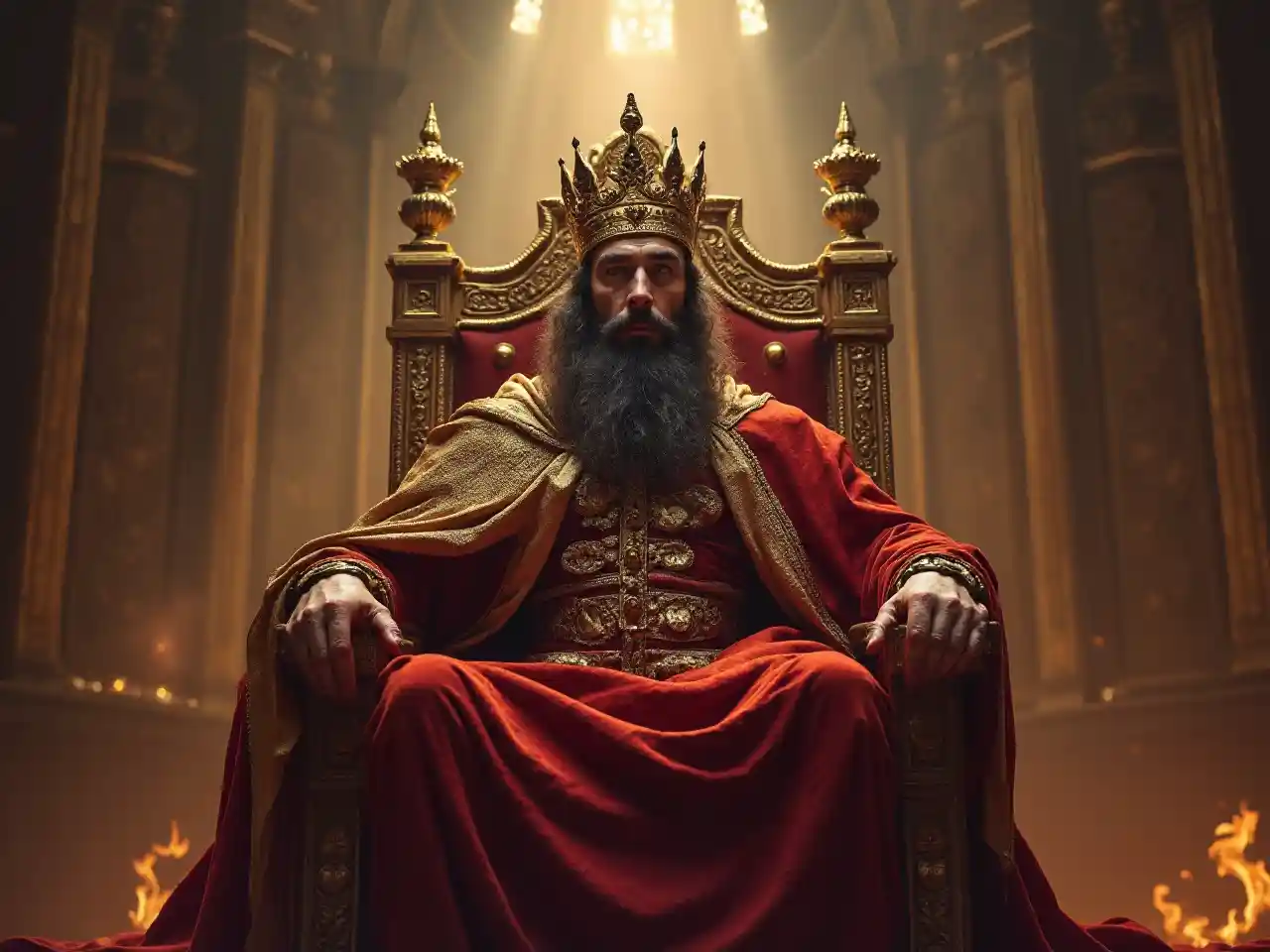一位强大的国王在其王位上的威严代表, image size:1280x960