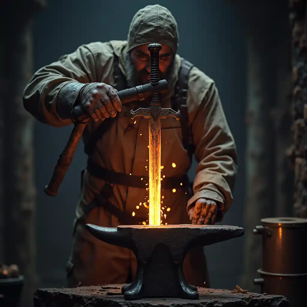 The Blacksmith's Craft: Shaping a Glowing Sword