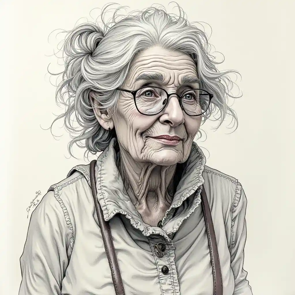 বয়স্ক মহিলার স্কেচ