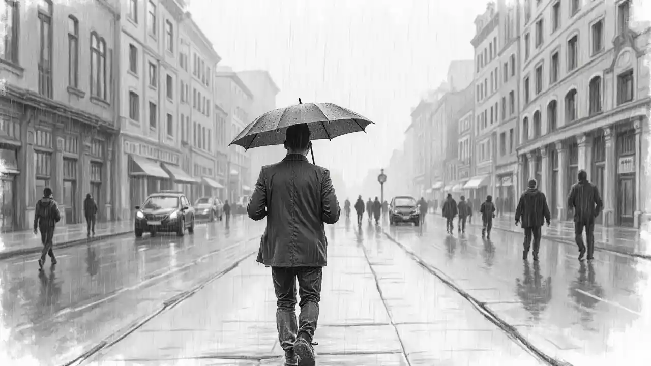 Человек с зонтиком