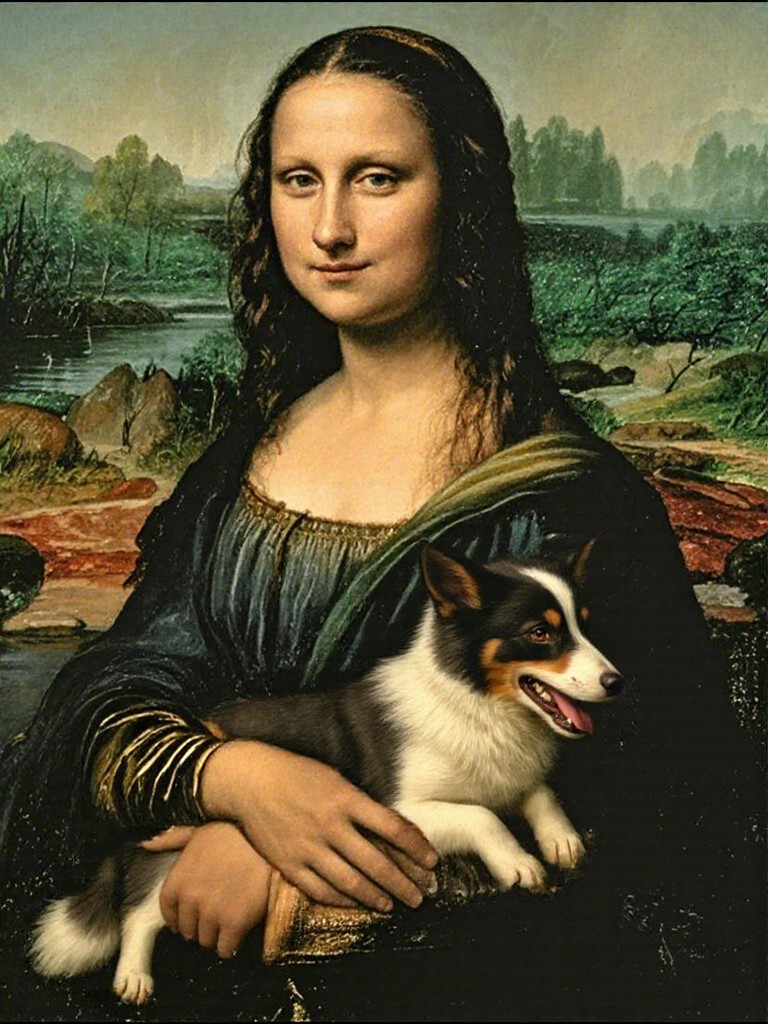Furry Friend Meets Mona Lisa