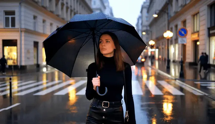 Rainy Street Reflection Scene (Text to Video)