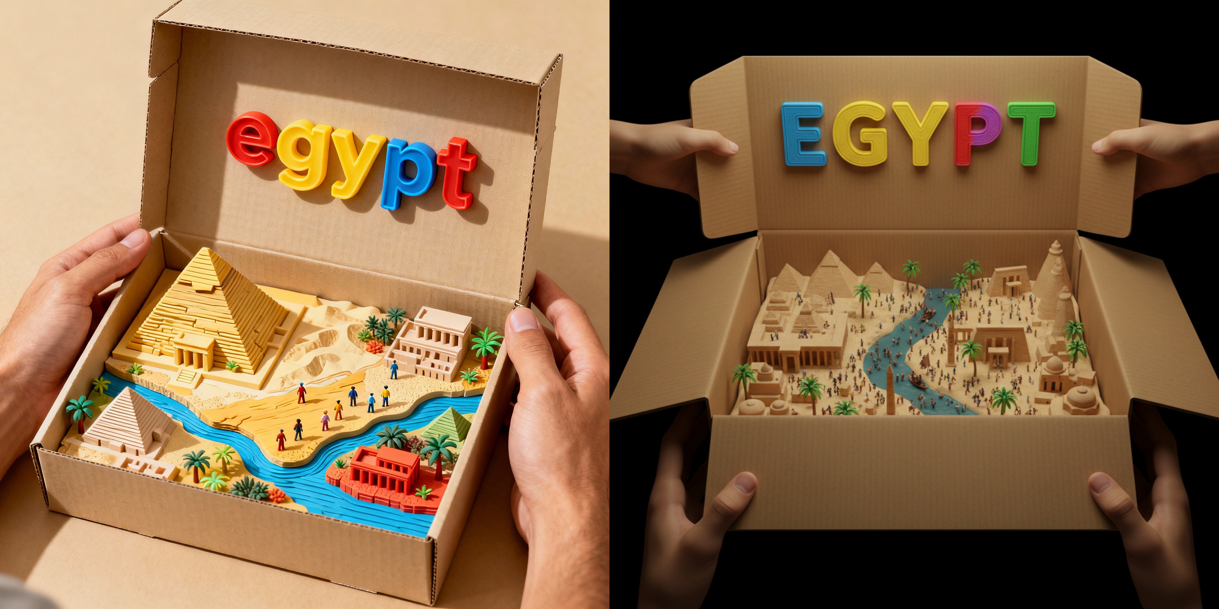 Toy Box Dioramas: Comparing SeedDream 4.0 and Nano Banana on Egypt