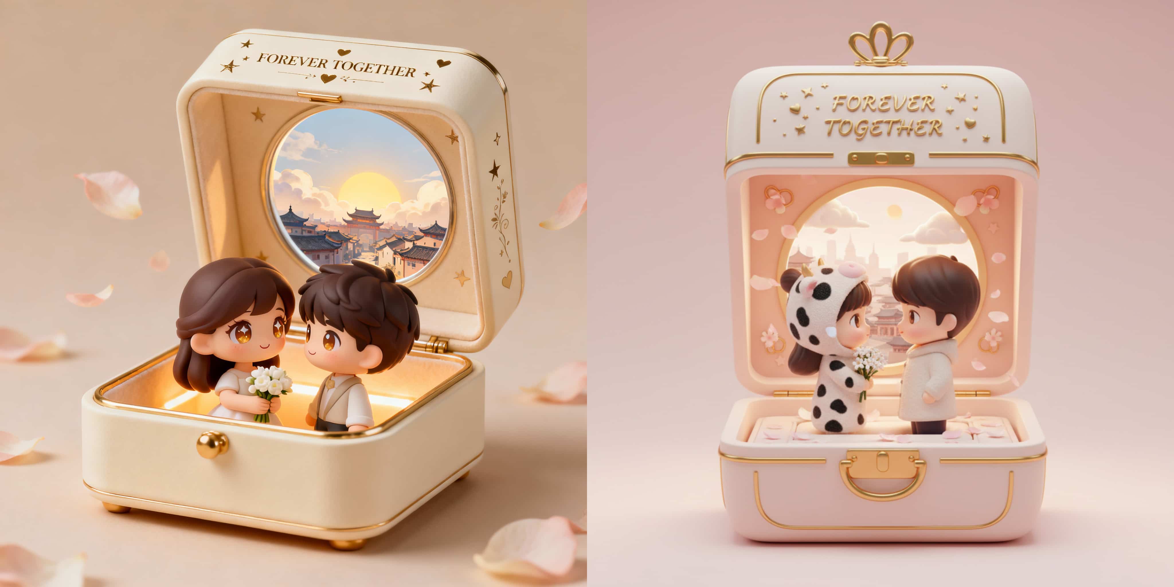 3D Couple Jewelry Box Figurine