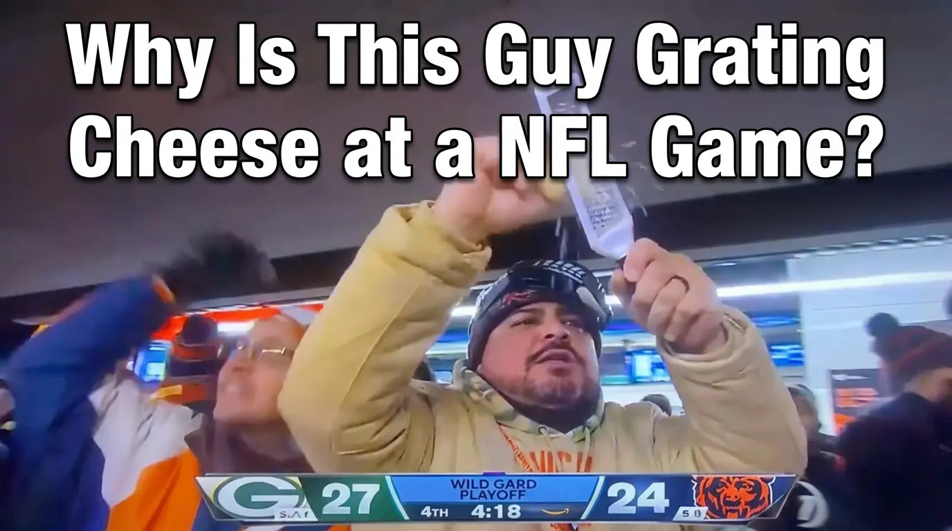 Why Is This Guy Grating Cheese at Super Bowl Game?