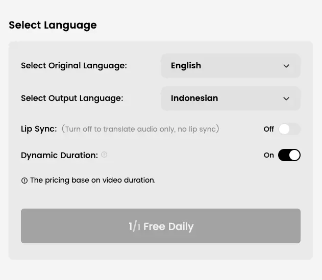 Select Indonesian Language