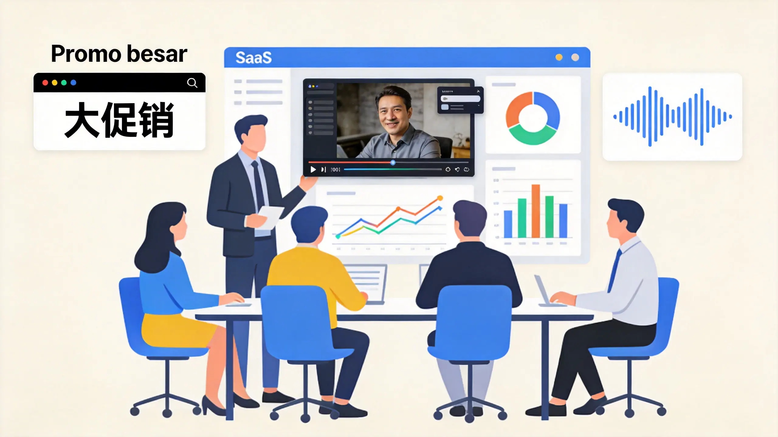 Tim pemasaran mengadaptasi video acara