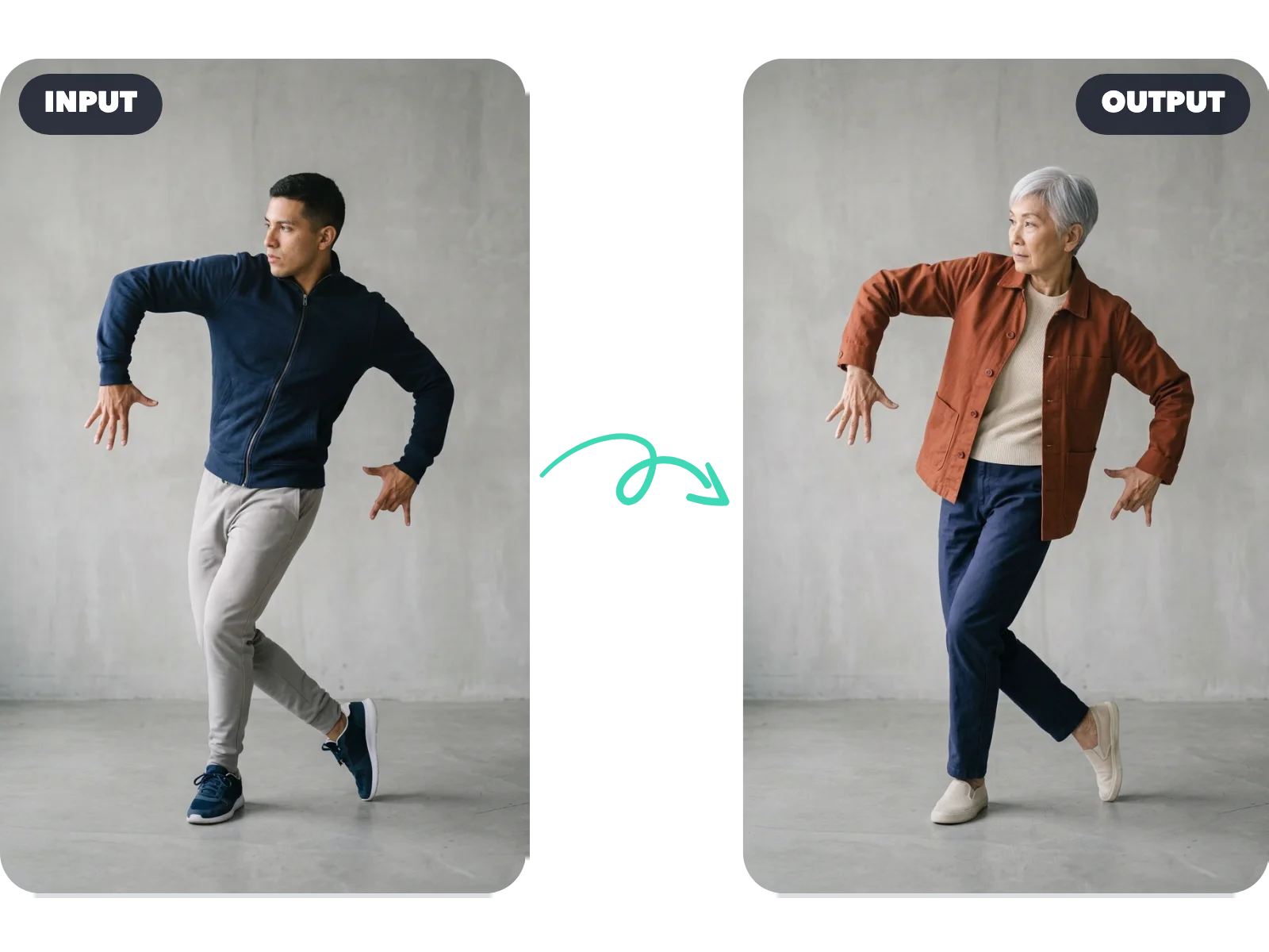 مطابقة Pose Action Transfer