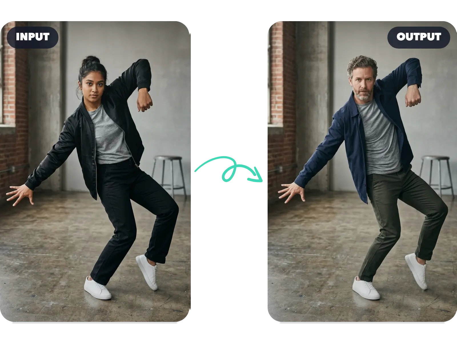 Transferência de movimento com a mesma pose