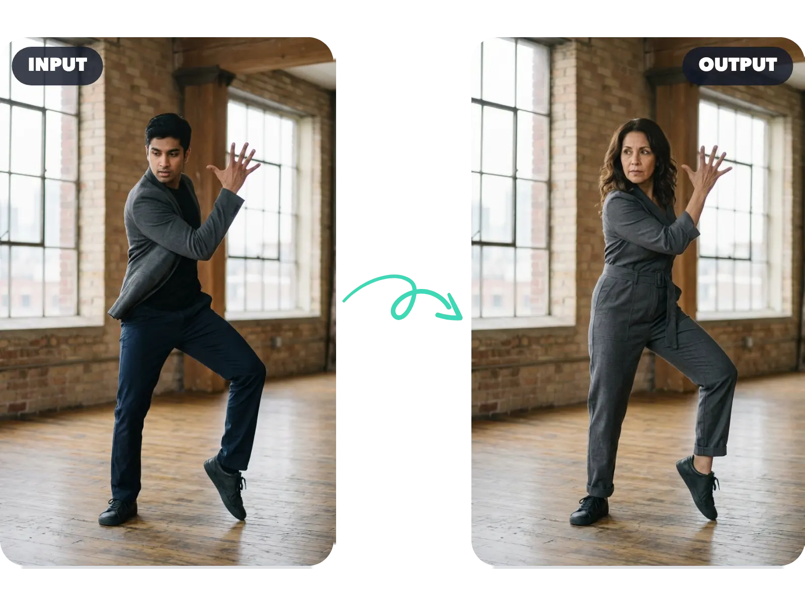 Same Pose, New Character Motion