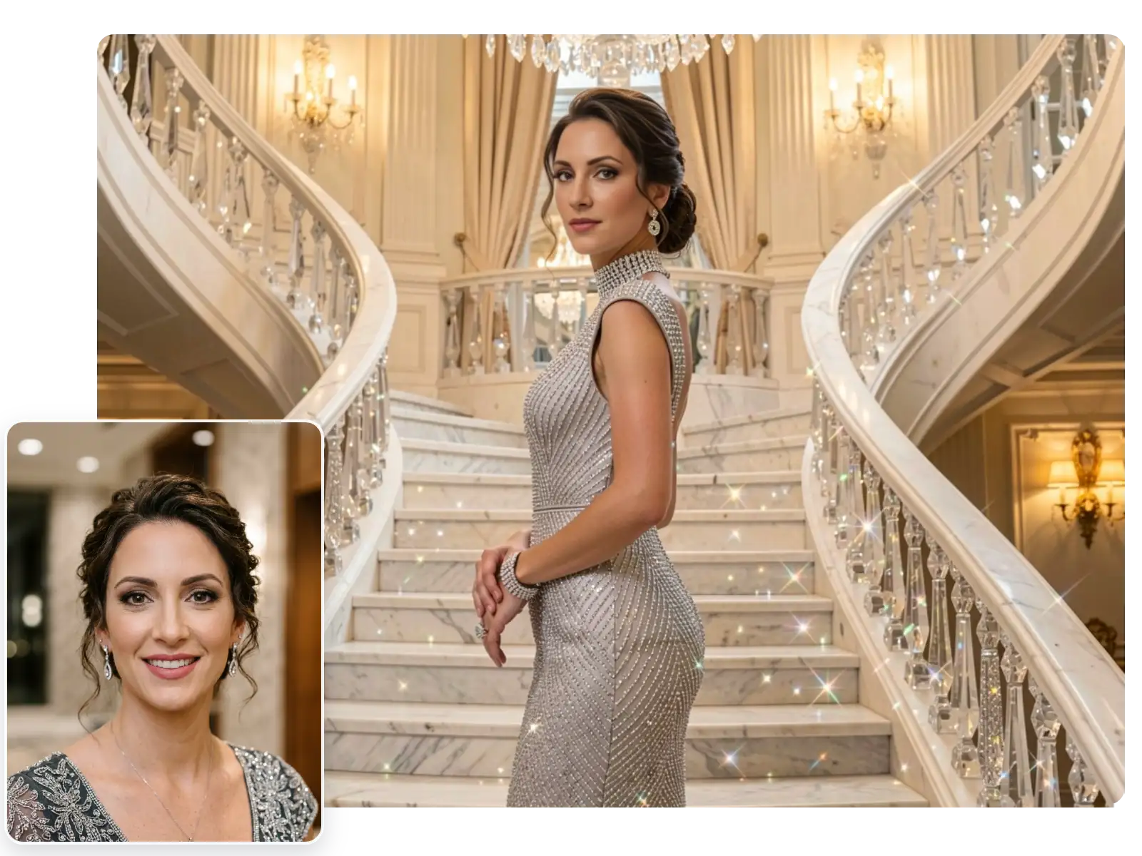 Sparkling Silver-Gown Shine