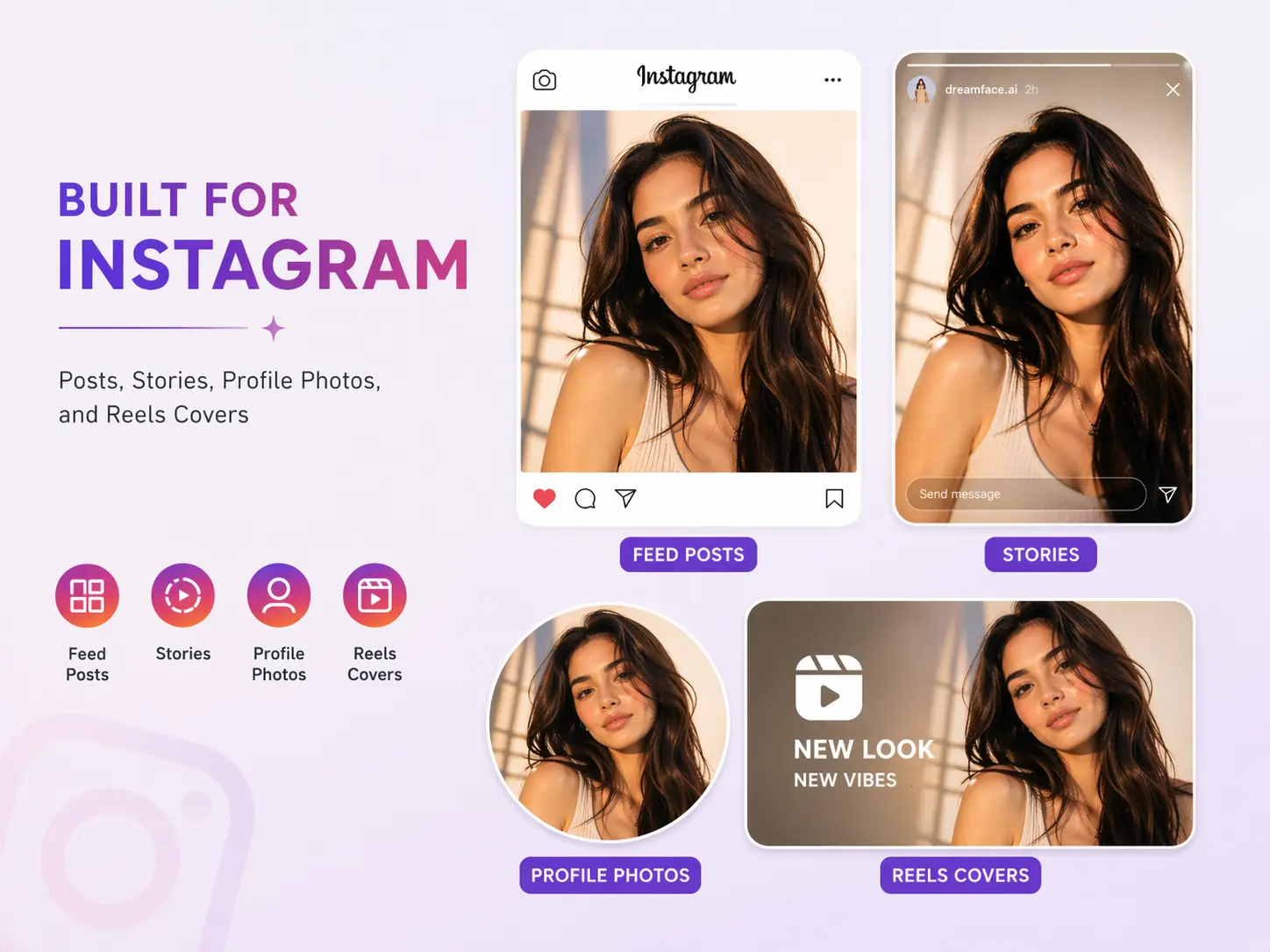 Создан для публикаций, историй, фотографий профиля и Reels обложки 