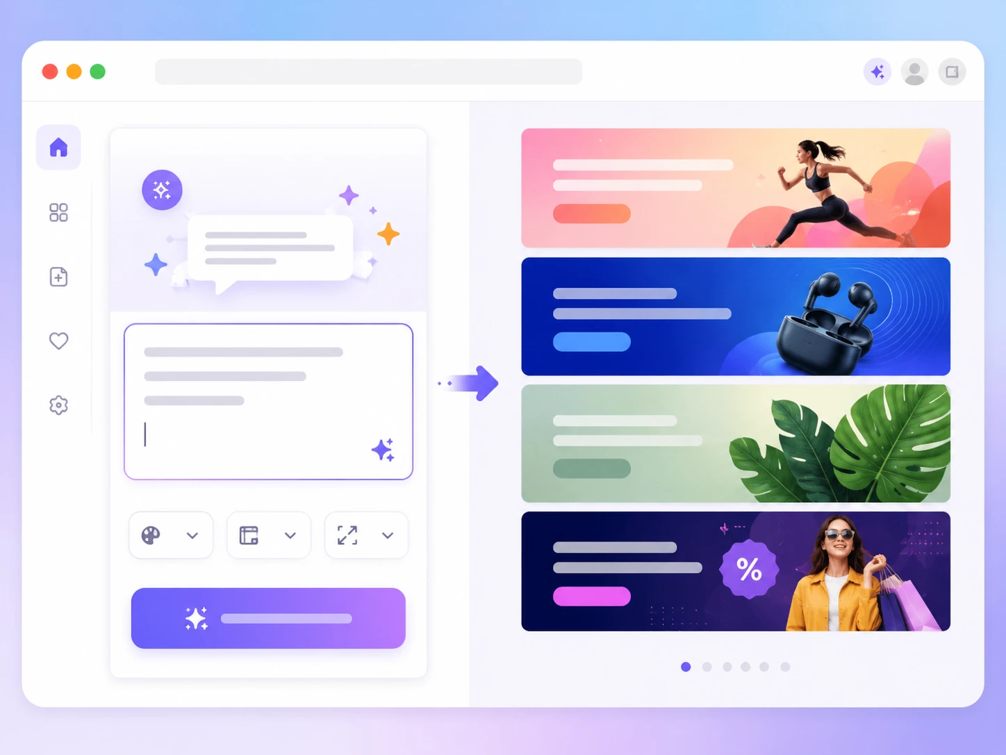 Reklamlar ve Sosyal için Banner AI Generator 