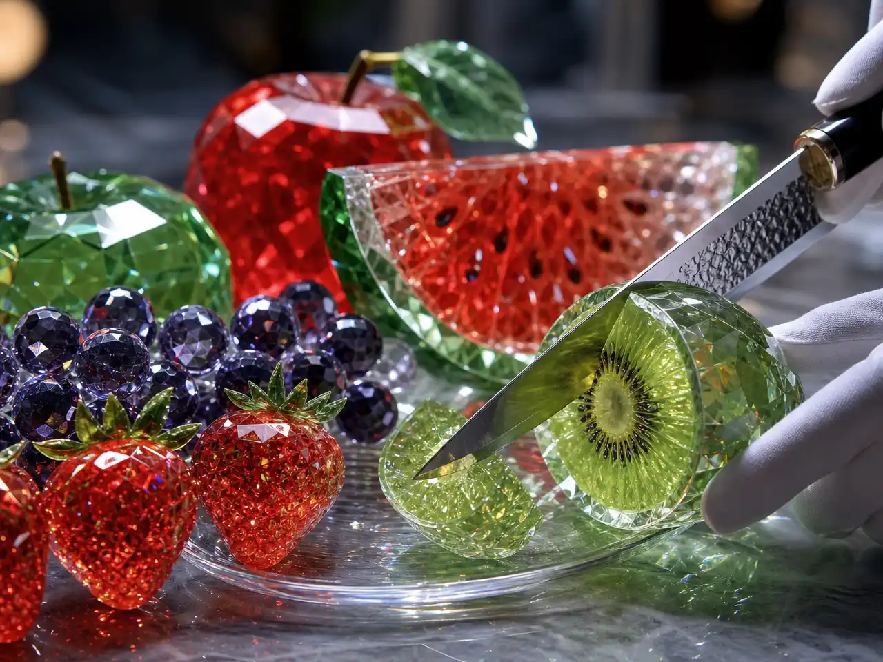 Transforme texto em vídeos de frutas de vidro