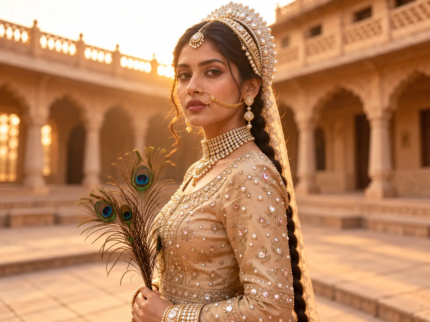 Ornate Pearl Jewelry and a Statement Headpiece
