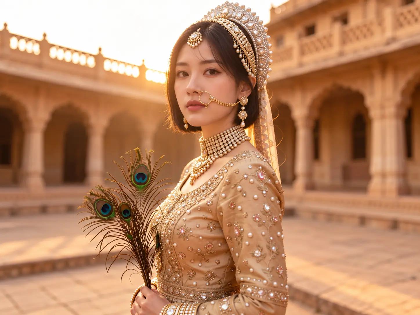A Gold-Embroidered Outfit with Intricate Detail