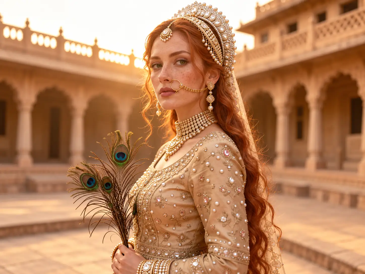 A Palace Courtyard in Golden-Hour Light