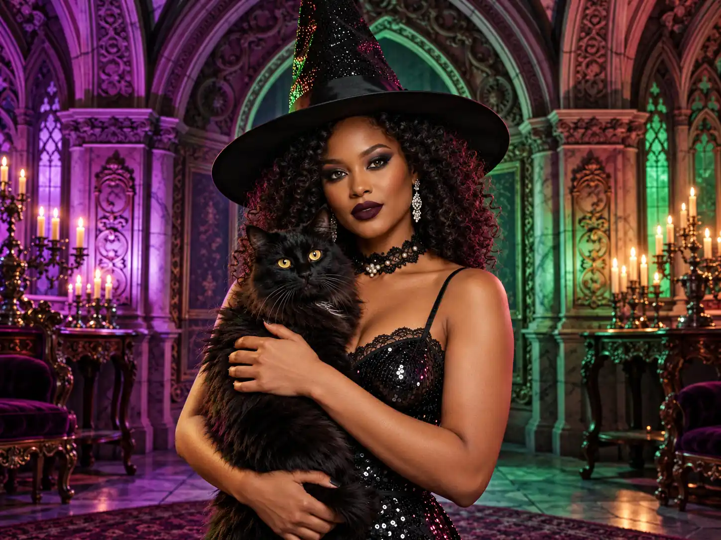 A Glittering Hat and Sequined Dress