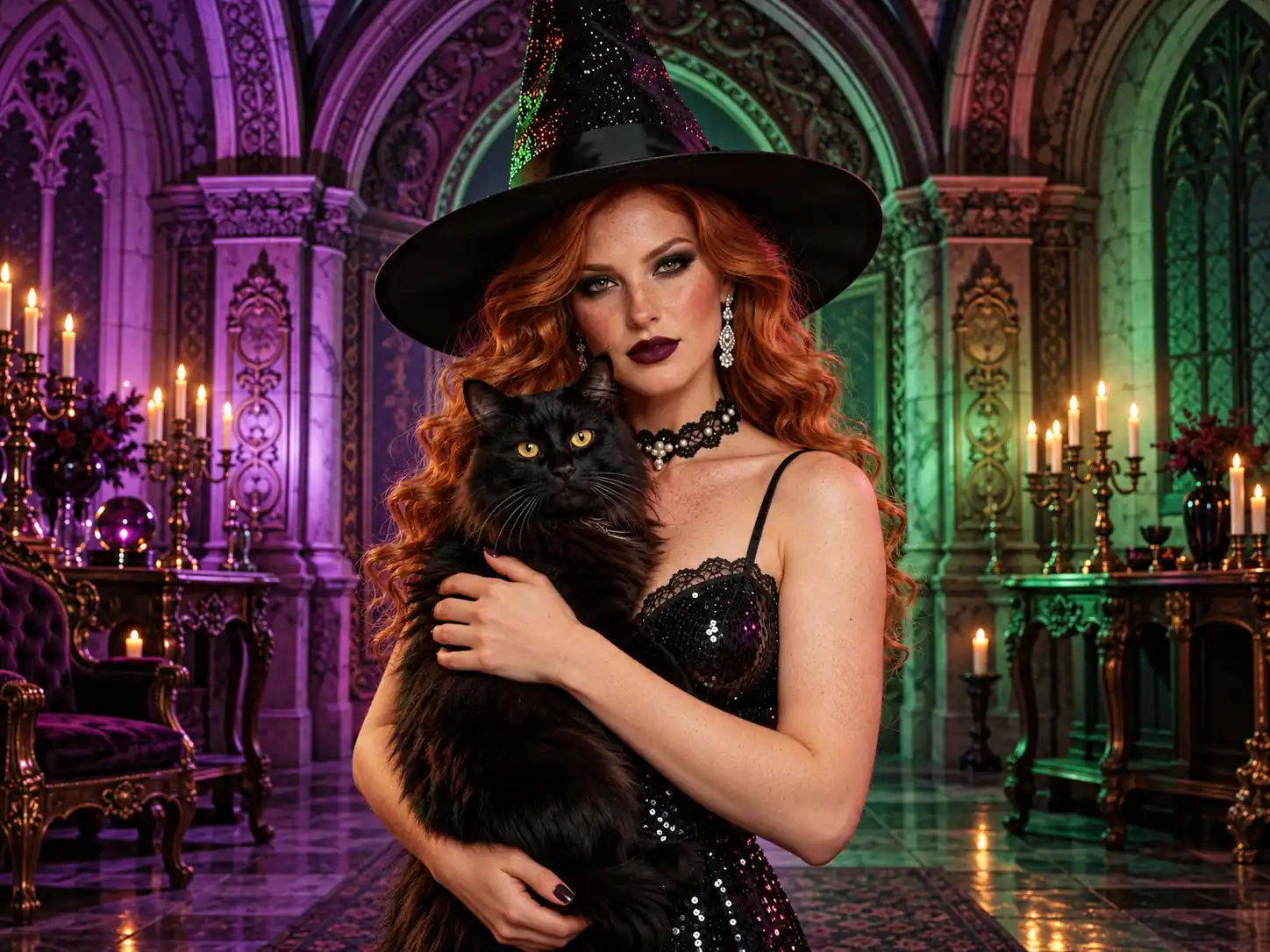 A Gothic Castle in Purple and Green