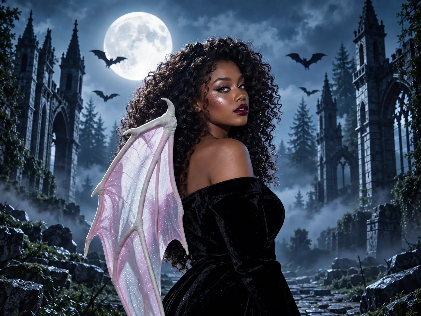 A Moonlit Gothic Castle Setting