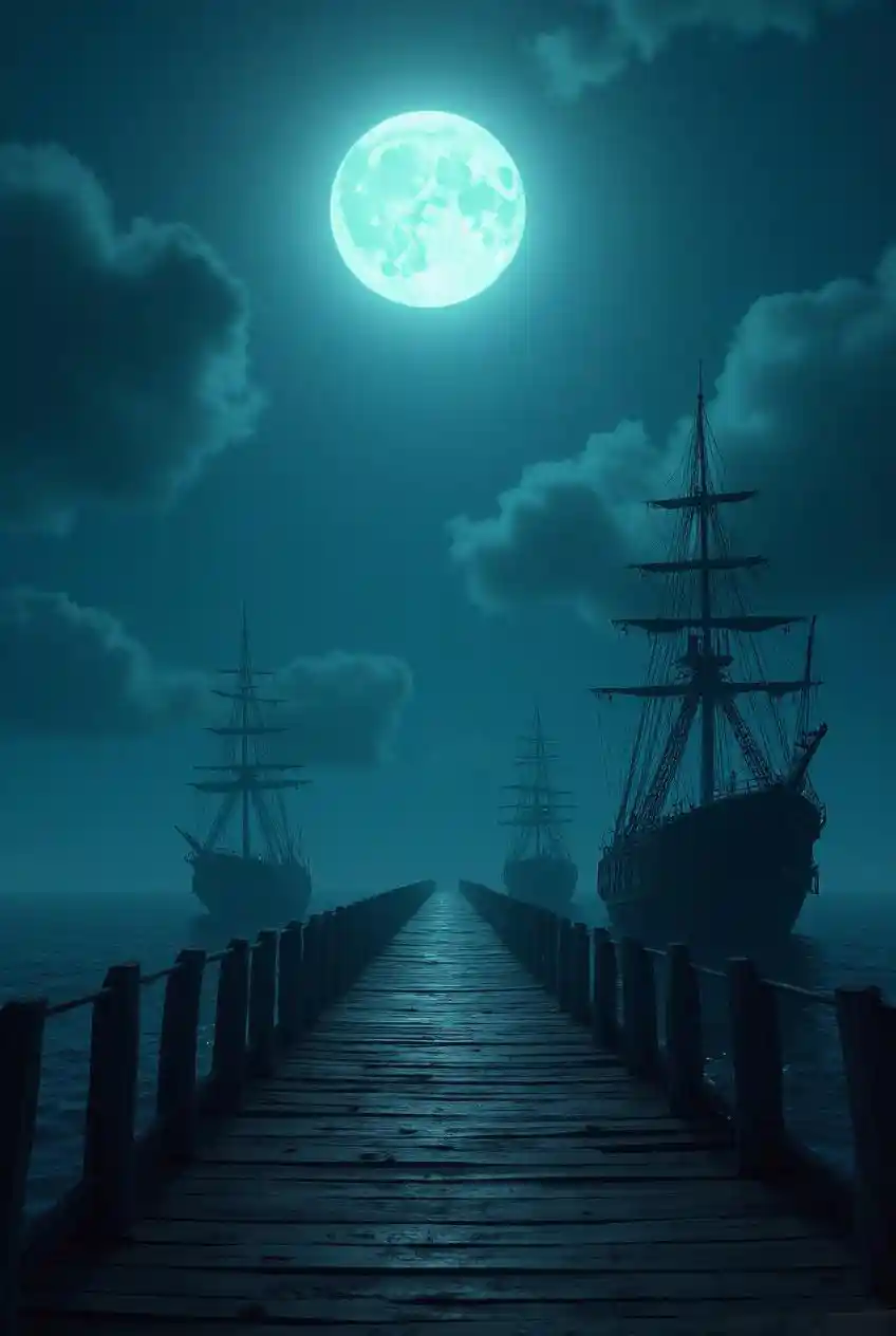 Ghostly Moonlit Pier