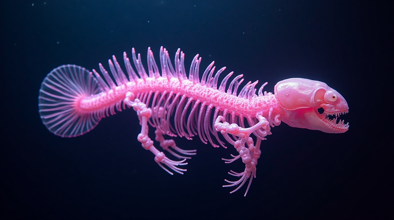 Ett glödande skelett i havets djup