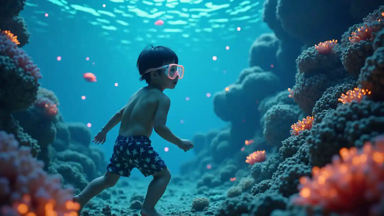 Mvulana Anapopitia Paradiso ya Chini ya Maji