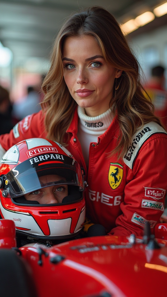 法拉利火熱的黑髮女郎:摘下頭盔