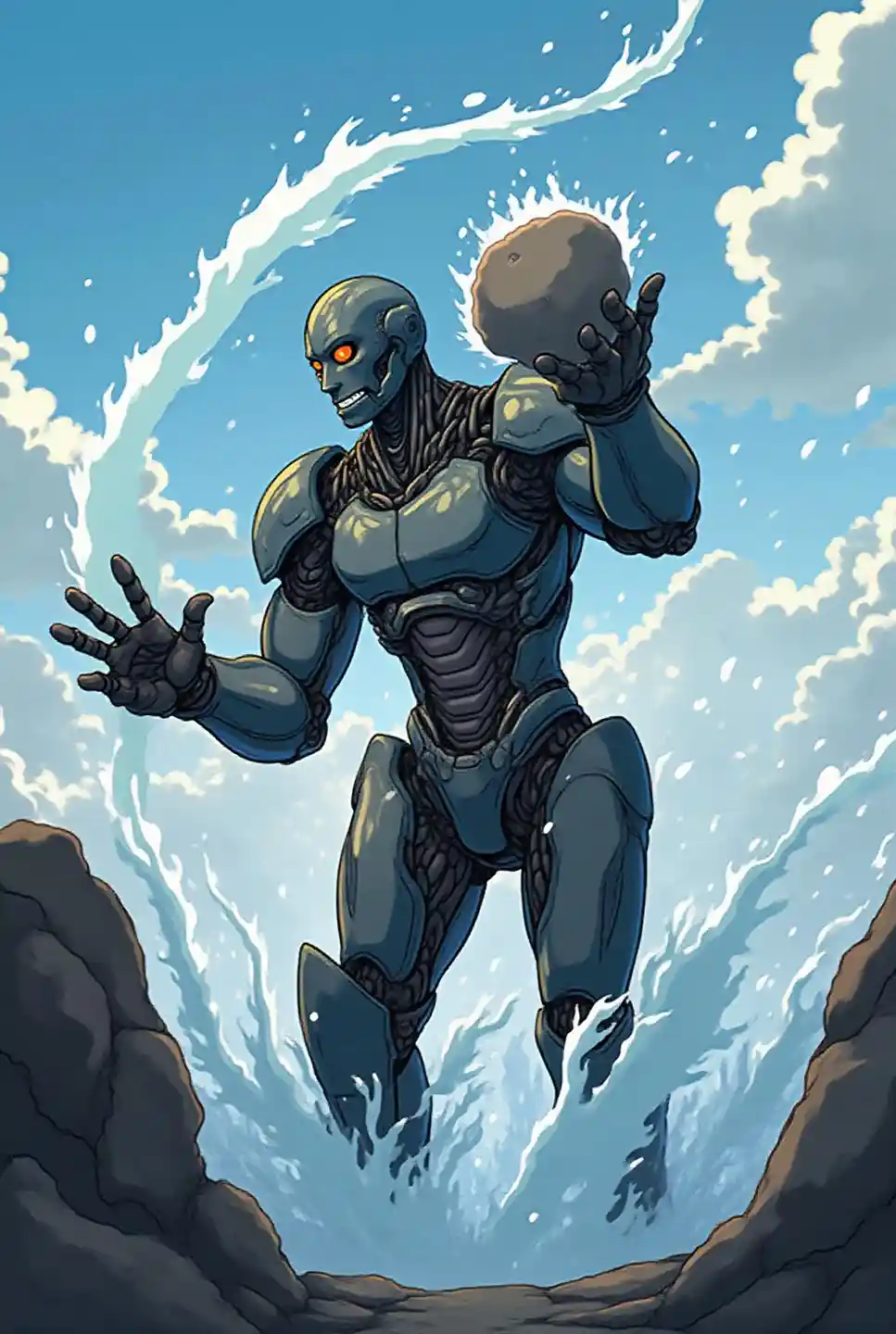 Cyborg Stone Throwing